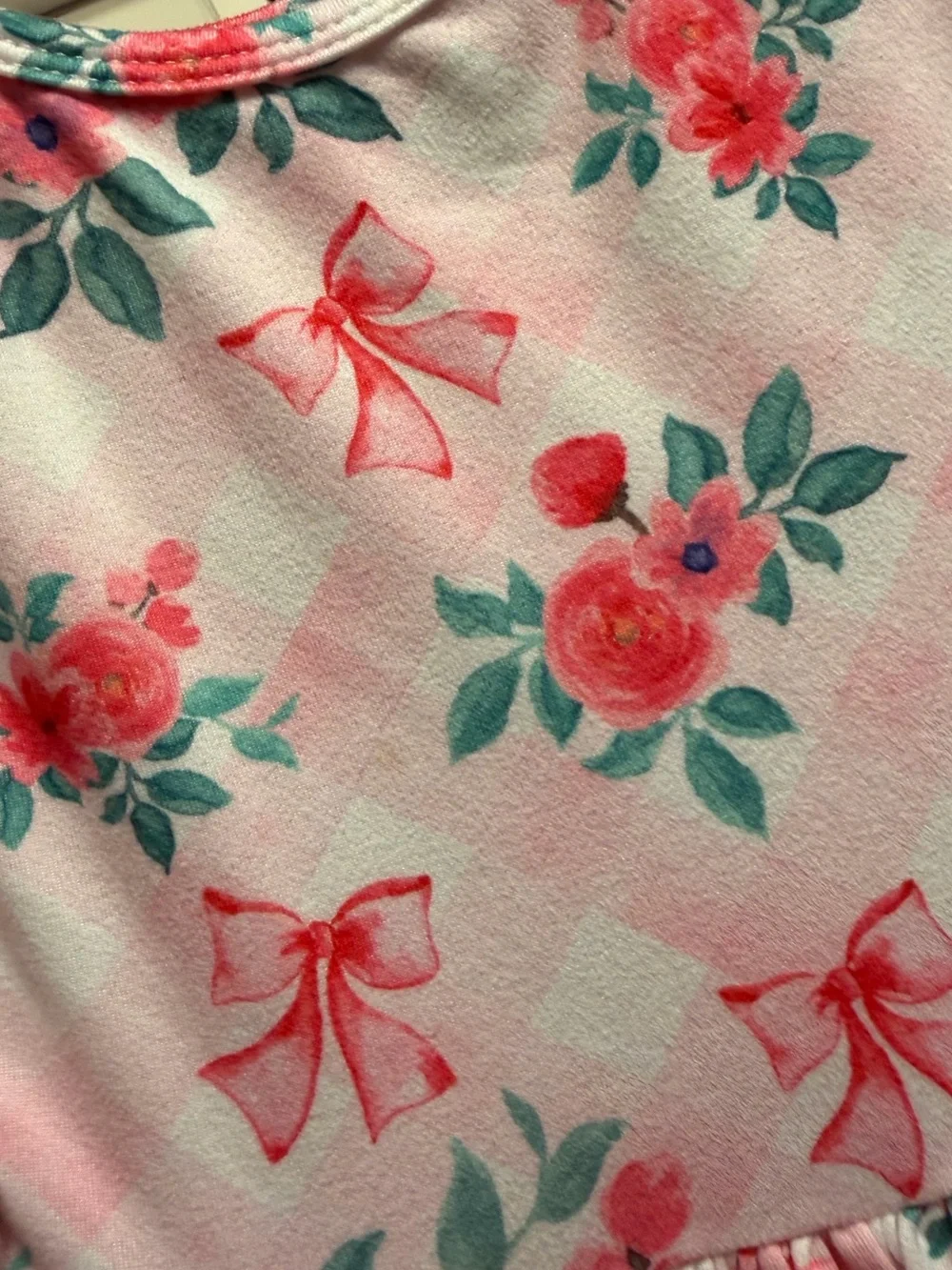 Mika & Rose Pink Floral & Bows Ruffle Long-Sleeve Dress Size 5/6